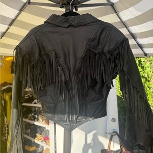 Black Fringe Leather Jacket